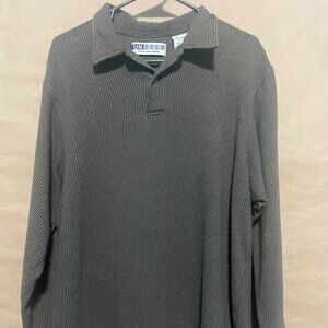 Untied Grid Check Plaid Polo Long Sleeve, Men's Size Large